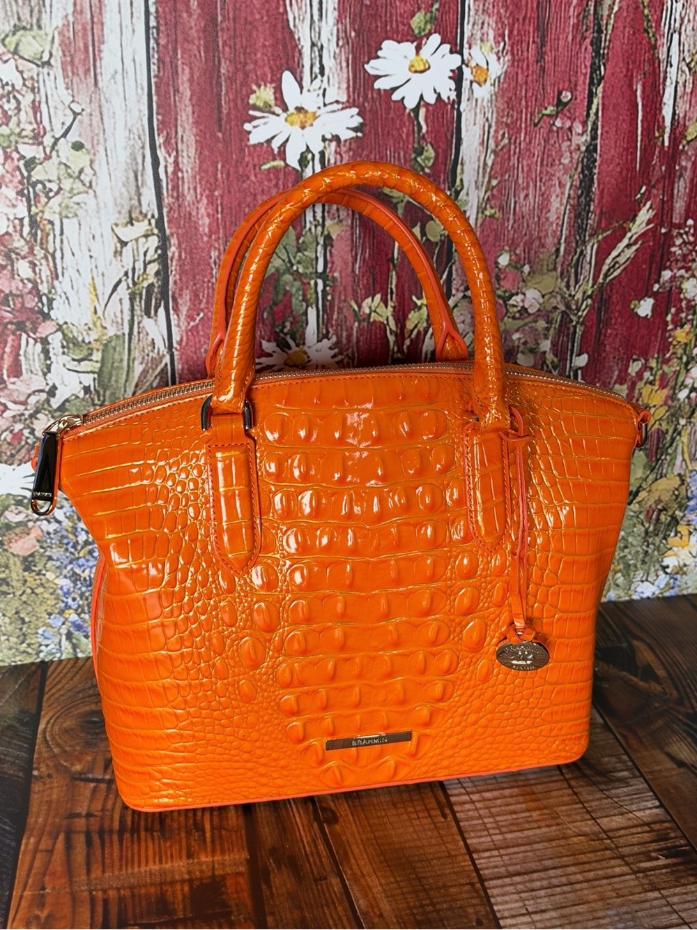 HARD TO FIND IN BRAHMIN DUXBURY MANGO ORANGE NWT FIRM $ - Picture 8 of 16